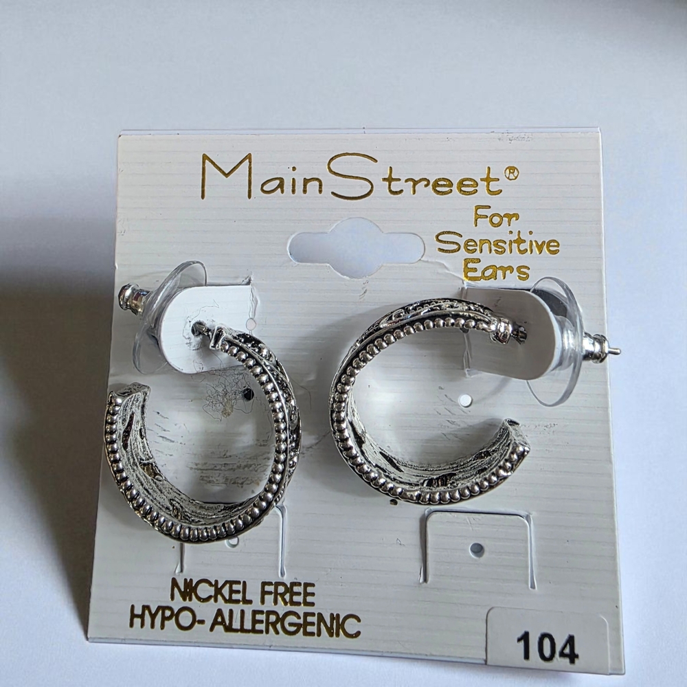 MainStreet Silver Hoop Earrings for Sensitive Ears